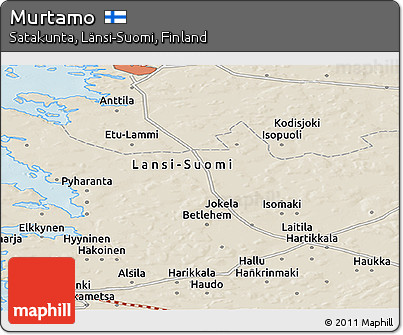 Shaded Relief Panoramic Map of Murtamo