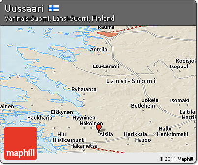 Shaded Relief Panoramic Map of Uussaari
