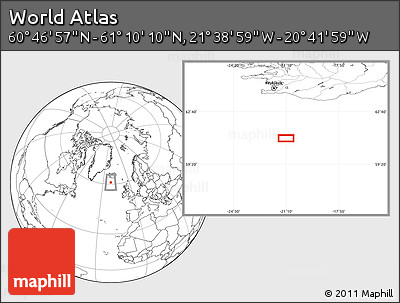 Blank Location Map of the Area around 60° 58' 34" N, 21° 10' 29" W
