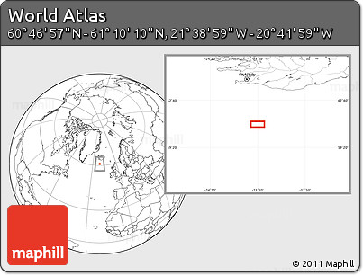 Blank Location Map of the Area around 60° 58' 34" N, 21° 10' 29" W
