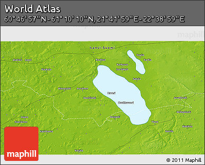Physical 3D Map of the Area around 60° 58' 34" N, 22° 10' 29" E