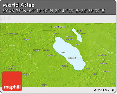 Physical 3D Map of the Area around 60° 58' 34" N, 22° 10' 29" E