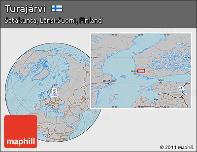 Gray Location Map of Turajärvi, hill shading