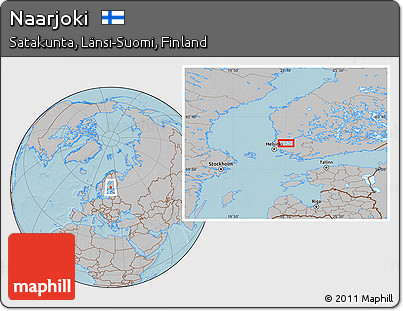 Gray Location Map of Naarjoki, hill shading