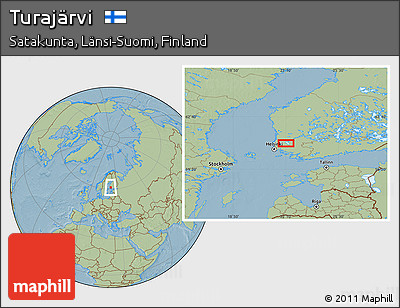 Savanna Style Location Map of Turajärvi, hill shading