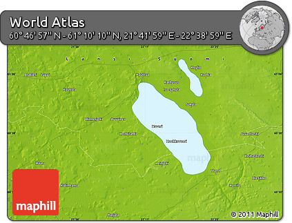 Physical Map of the Area around 60° 58' 34" N, 22° 10' 29" E