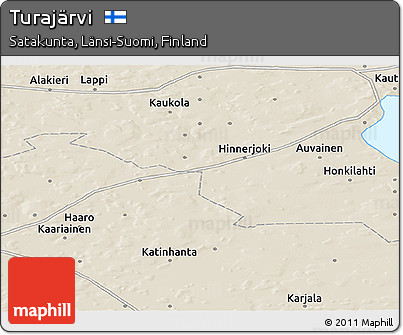 Shaded Relief Panoramic Map of Turajärvi