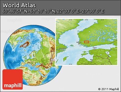 Physical Location Map of the Area around 60° 58' 34" N, 23° 1' 29" E