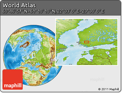 Physical Location Map of the Area around 60° 58' 34" N, 23° 1' 29" E