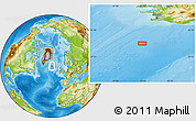 Physical Location Map of the area around 60° 58' 34" N, 23° 43' 30" W