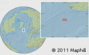 Savanna Style Location Map of the area around 60° 58' 34" N, 23° 43' 30" W, hill shading