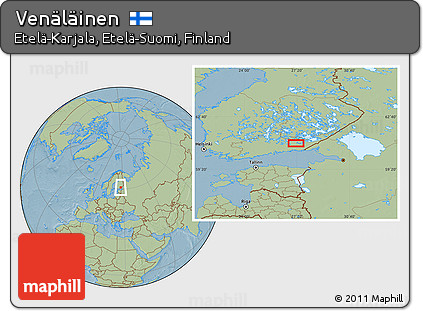 Savanna Style Location Map of Venäläinen, hill shading