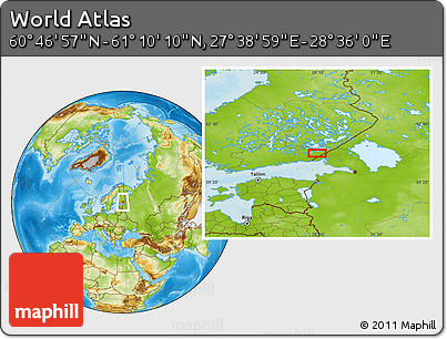 Physical Location Map of the Area around 60° 58' 34" N, 28° 7' 30" E
