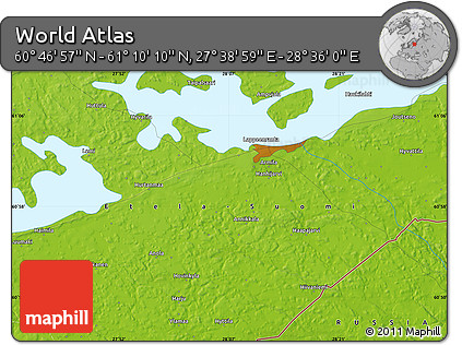 Physical Map of the Area around 60° 58' 34" N, 28° 7' 30" E