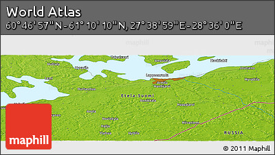 Physical Panoramic Map of the Area around 60° 58' 34" N, 28° 7' 30" E
