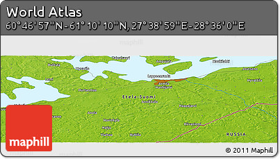 Physical Panoramic Map of the Area around 60° 58' 34" N, 28° 7' 30" E