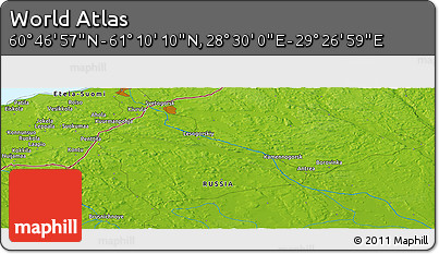 Physical Panoramic Map of the Area around 60° 58' 34" N, 28° 58' 30" E