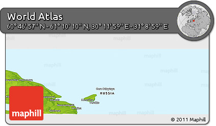 Physical Panoramic Map of the Area around 60° 58' 34" N, 30° 40' 29" E