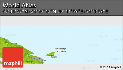 Physical Panoramic Map of the Area around 60° 58' 34" N, 30° 40' 29" E