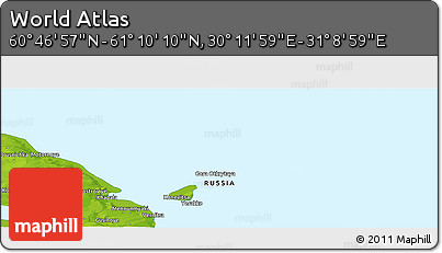 Physical Panoramic Map of the Area around 60° 58' 34" N, 30° 40' 29" E