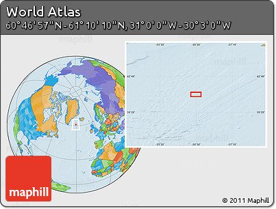 Political Location Map of the Area around 60° 58' 34" N, 30° 31' 29" W