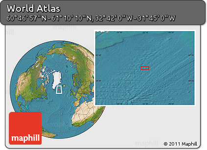 Satellite Location Map of the Area around 60° 58' 34" N, 32° 13' 30" W