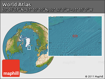 Satellite Location Map of the Area around 60° 58' 34" N, 32° 13' 30" W