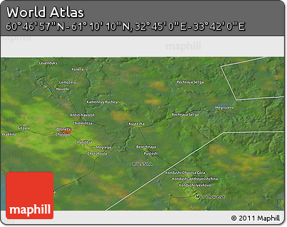 Satellite 3D Map of the Area around 60° 58' 34" N, 33° 13' 30" E
