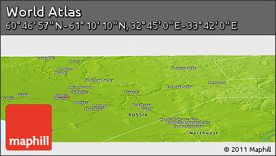 Physical Panoramic Map of the Area around 60° 58' 34" N, 33° 13' 30" E