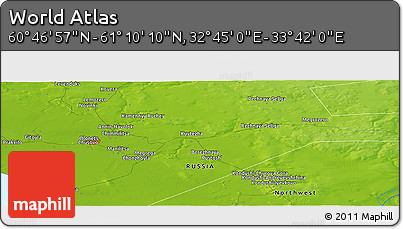 Physical Panoramic Map of the Area around 60° 58' 34" N, 33° 13' 30" E