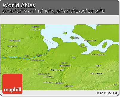 Physical 3D Map of the Area around 60° 58' 34" N, 34° 55' 29" E