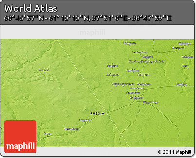 Physical 3D Map of the Area around 60° 58' 34" N, 38° 19' 30" E