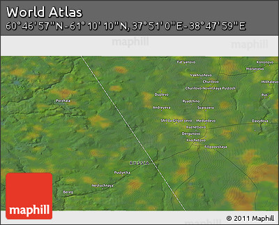 Satellite 3D Map of the Area around 60° 58' 34" N, 38° 19' 30" E
