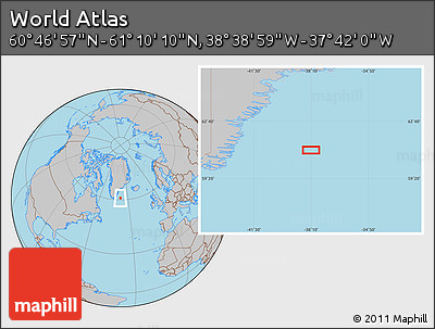 Gray Location Map of the Area around 60° 58' 34" N, 38° 10' 29" W