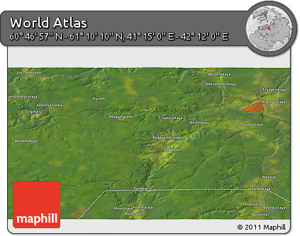 Satellite 3D Map of the Area around 60° 58' 34" N, 41° 43' 30" E