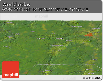 Satellite 3D Map of the Area around 60° 58' 34" N, 41° 43' 30" E