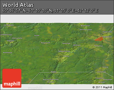 Satellite 3D Map of the Area around 60° 58' 34" N, 41° 43' 30" E