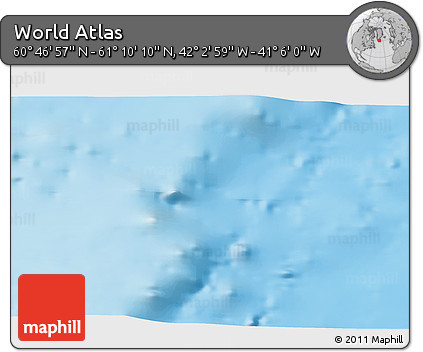 Physical 3D Map of the Area around 60° 58' 34" N, 41° 34' 30" W