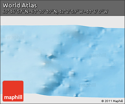 Physical 3D Map of the Area around 60° 58' 34" N, 41° 34' 30" W