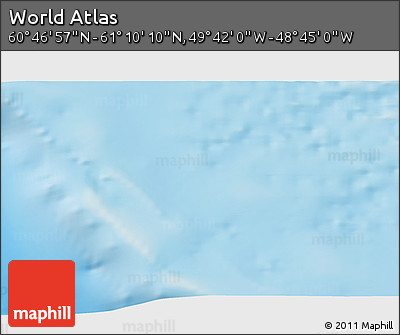 Shaded Relief 3D Map of the Area around 60° 58' 34" N, 49° 13' 30" W