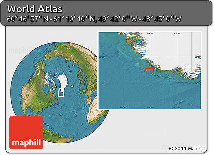 Satellite Location Map of the Area around 60° 58' 34" N, 49° 13' 30" W