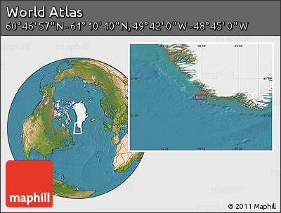 Satellite Location Map of the Area around 60° 58' 34" N, 49° 13' 30" W