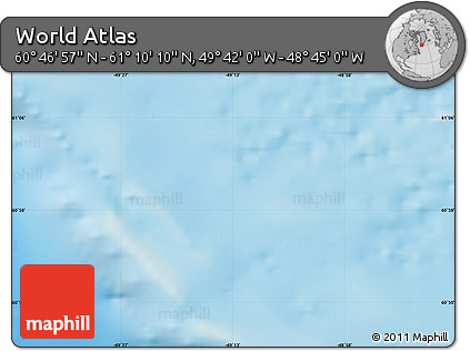 Physical Map of the Area around 60° 58' 34" N, 49° 13' 30" W