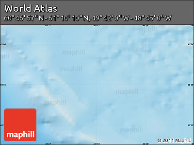 Physical Map of the Area around 60° 58' 34" N, 49° 13' 30" W