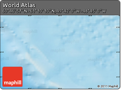 Physical Map of the Area around 60° 58' 34" N, 49° 13' 30" W