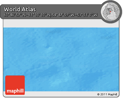 Physical 3D Map of the Area around 60° 58' 34" N, 54° 19' 30" W