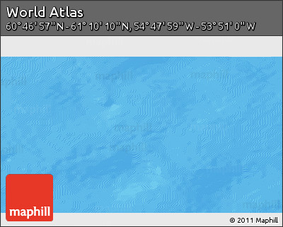 Physical 3D Map of the Area around 60° 58' 34" N, 54° 19' 30" W