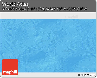Physical 3D Map of the Area around 60° 58' 34" N, 54° 19' 30" W