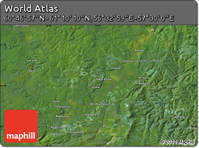 Satellite Map of the Area around 60° 58' 34" N, 57° 1' 29" E