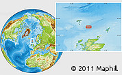 Physical Location Map of the area around 60° 58' 34" N, 5° 1' 30" W